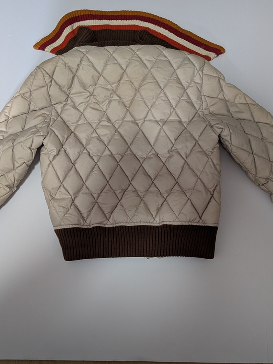 Enyce Women’s Quilted Jacket Cropped Cream Brown Varsity Style Retro Y2K - Picture 2 of 3